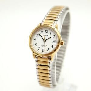 Timex Indiglo Two Tone 25mm Womens Watch Date Stretch Bracelet w New Battery